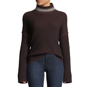 Theory Cashmere Ribbed Knit Turtleneck Sweater with Long Dolman Sleeves